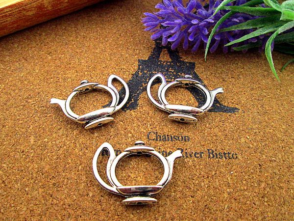 

36pcs 19*23mm antique silver mini hollow teapot charm pendants, Bronze;silver