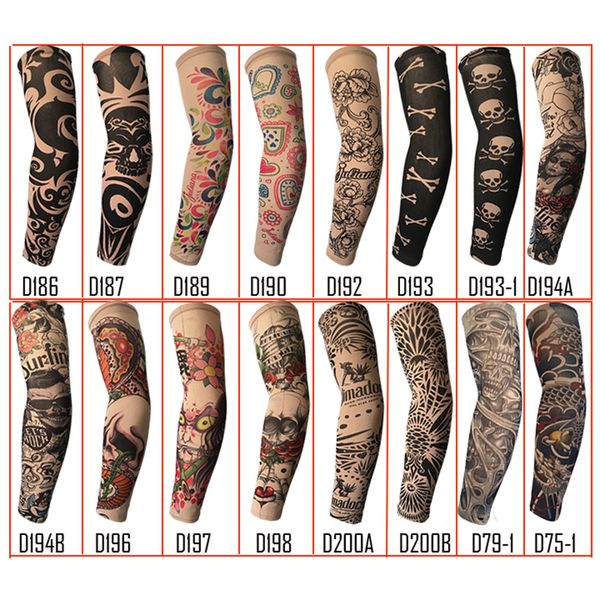 Aleatoriamente Na Moda Unisex Esporte Ao Ar Livre Anti-UV Falso Mangas Tatuagem Motocicleta Caminhadas Braço Protetor Meia Quente Mangas Tatuagem Temporária