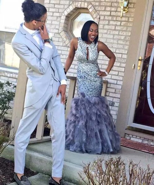 

sparkling 2017 prom dresses sout african jewel plunging major beaded mermaid evening dress vestidos 2017 celebrity fromal party gowns, Black