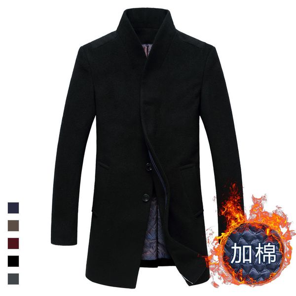 

wholesale- 2016 new fashion winter wool coat long wool coats slim thickening warm trench overcoat ing, Tan;black