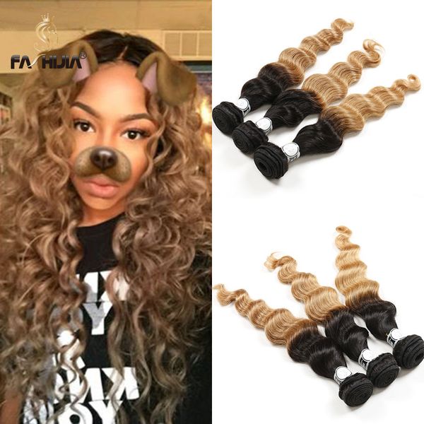 Two Tone Honey Blonde Brazilian Hair Weave Bundles Brazilian Deep