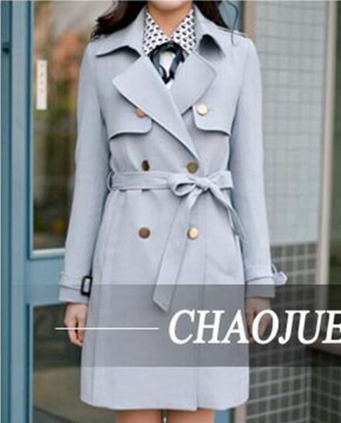 

women in the spring and autumn new han edition boutique fashion long trench coat of pure color big yards / s-4xl, Black