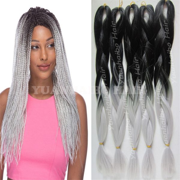 Synthetic Hair Extensions Wholesale Price Black Silver Two Tone