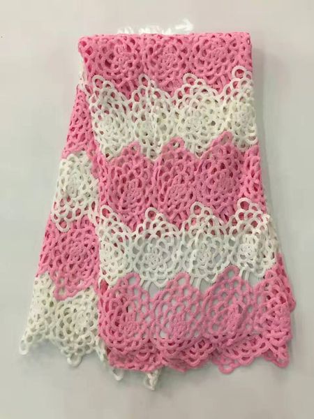 

5 y/pc beautiful white and pink embroidery african milk silk lace french mesh lace fabric for dress rm9-1, Black;white