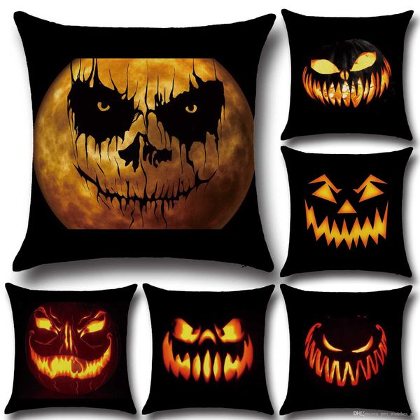 Vendita calda 48 Stili Creativi Halloween Federe per cuscini PP Cotone elasticizzato Fodere per cuscini per divani Federa per auto 45 * 45 cm F818-1