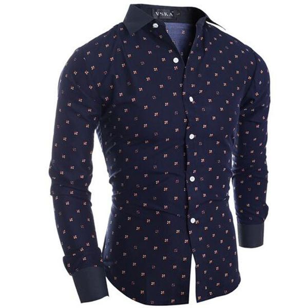 

В 2017 году новая мужская мода простое платье рубашка печати с длинным рукавом куль