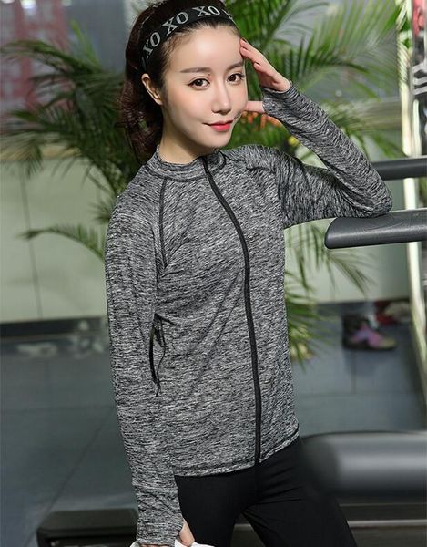 

2017 casual suit coat fitness quick-dry women jacket long sleeve sweatshirt workout lady zipper seamless shirt outdoor sportswear, White;black