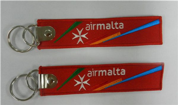 Air Malta Airbus Crew Baggage Fabric Embroidery Key Ring Keyring
