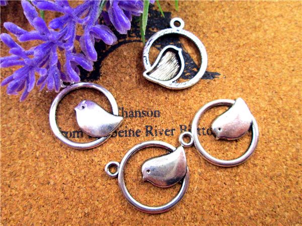 

60pcs-- bird charms, antique silver bird in swing charm pendants 20mm, Bronze;silver
