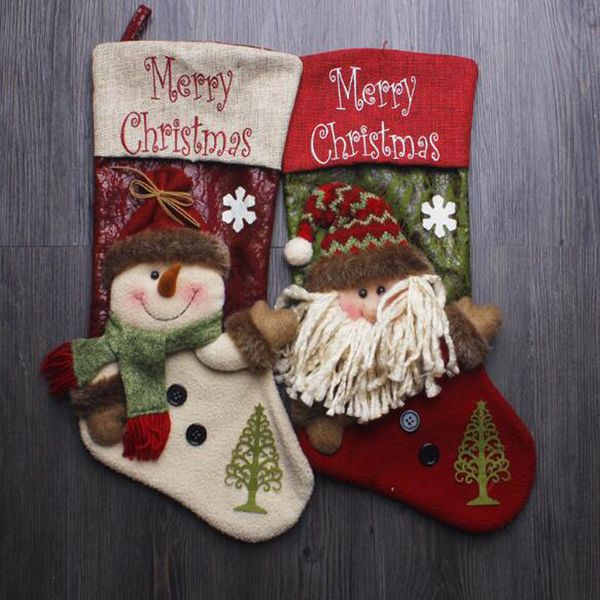 

43*22cm merry christmas sockings santa claus snowman socks party gift candy bag for kids oversize christmas sockings high capacity storage
