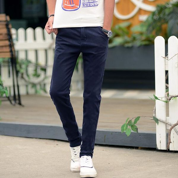 

good a++ summer thin cotton leisure young men's pants stretch small straight slim wild trousers tide pm014 mens pant, Black