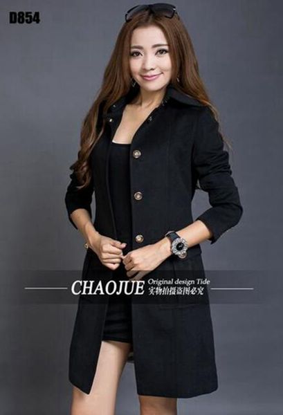 

women in the spring and autumn fashion elegant handsome long trench coat cultivate one's morality show thin cloth / s-4xl, Black
