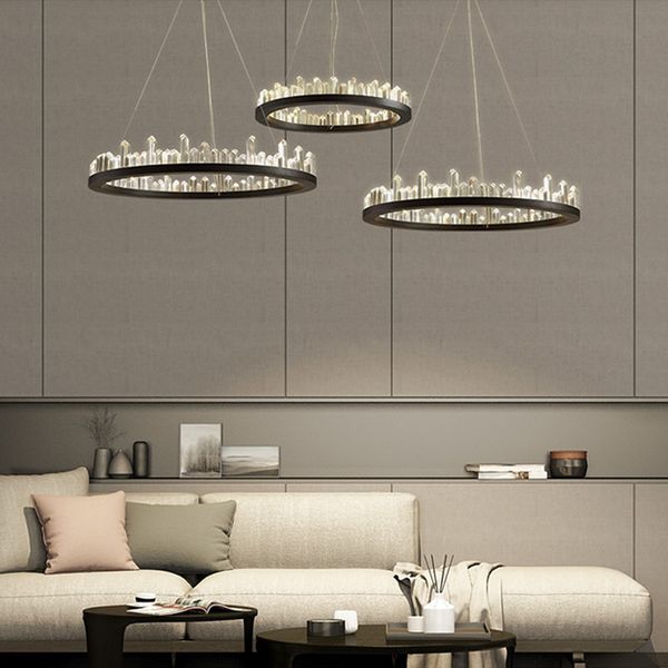 

modern crystal chandeliers american round chandelier lights fixture led dimmable dining room living room hanging lamps 3 years warranty
