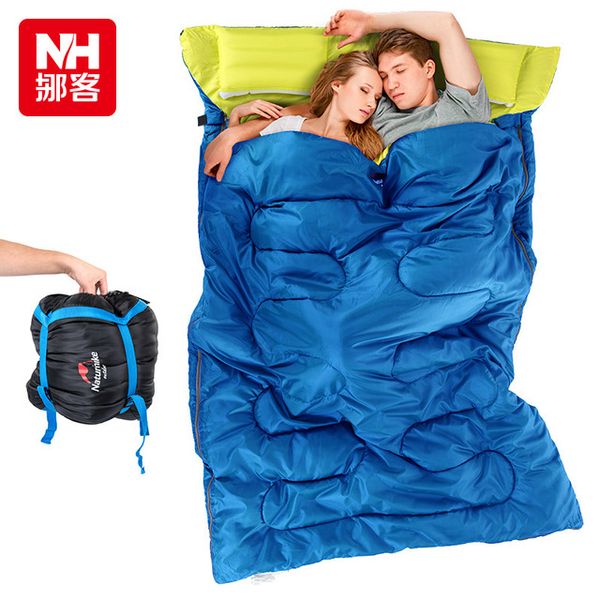 

wholesale- naturehike couple double sleeping bag with pillows outdoor camping indoor lunch break portable lover warm sleeping bag