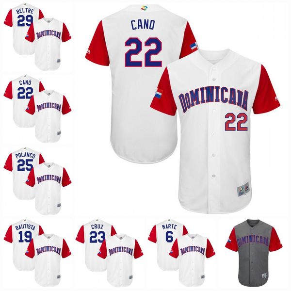 

23 Nelson Cruz Youth 2017 World Baseball Classic Dominican Republic Adrian Beltre Gregory Polanco Manny Machado Robinson Cano Jerseys Kids