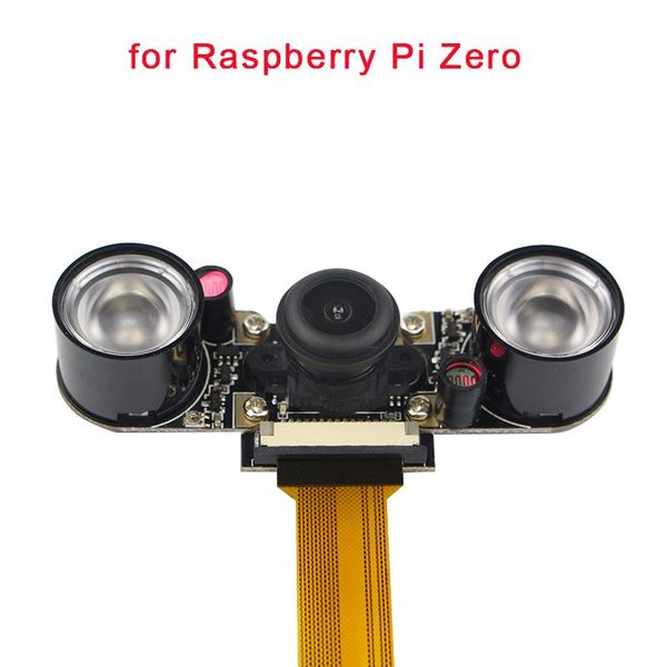 Freeshipping Raspberry Pi Zero Telecamera per visione notturna Grandangolo Fisheye Fotocamera 5 MP 1080P + 2 LED IR a infrarossi per Raspberry Pi Zero W