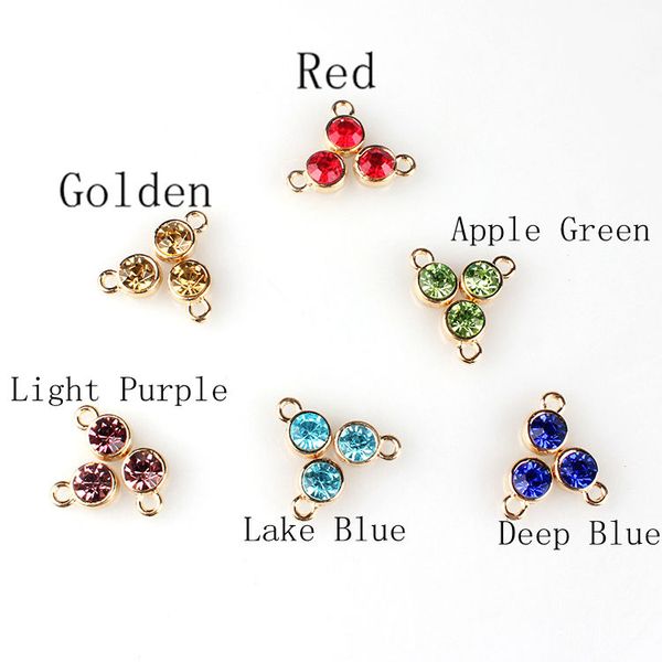 

wholesale- 2016 round gold alloy colorful crystal birthstone charms12pcs/lot 8mm diy necklace earrings bracelet accessories ing, Bronze;silver