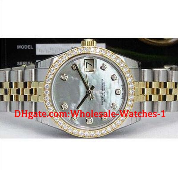 

New arrive luxury watche gift box wri t watch mid ize 31mm 18kt gold mop diamond 178383