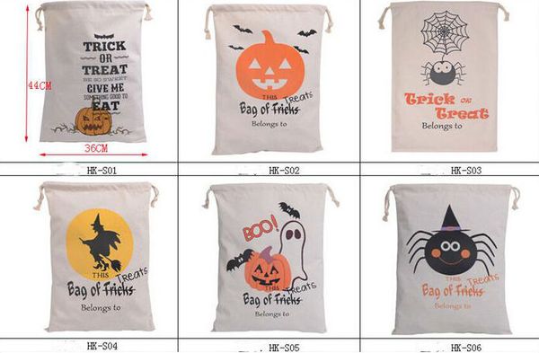 

by dhl 6 styles options new arrival halloween drawstring gift bag canvas bag sack