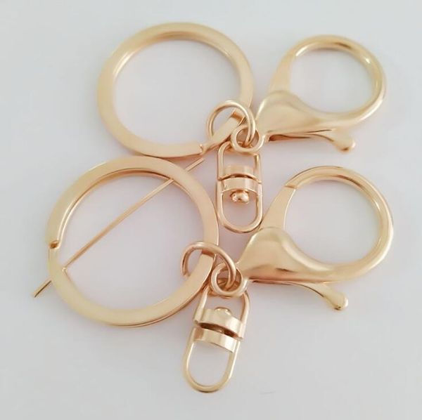 

good a++ two - color key ring environmental key chain diy lobster deduction pendant kr194 keychains mix order 20 pieces a lot, Slivery;golden