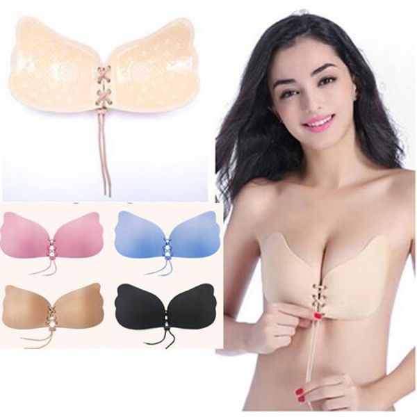

fashion silicone push-up strapless backless self-adhesive gel magic stick invisible bra black pink blue and nude for women a b c d size