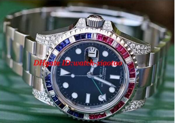 

Роскошные часы мужские AAA высокое качество роскошные Сапфировая сталь II Алмаз 116710 безель белое золото 18 карат 116759 автоматические мужские часы мужские часы