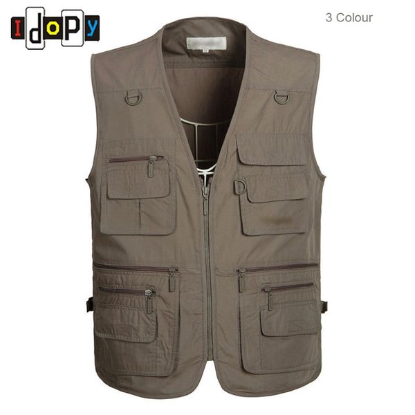 Atacado - Mens Oversized XL-5XL Outwear Sem Mangas Coletes Multockets Photographets Waistcoats para Masculino