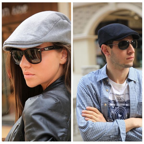 

newsboy hats fation european and american style hat 5 colors solid color cotton newsboy hats ing, Blue;gray