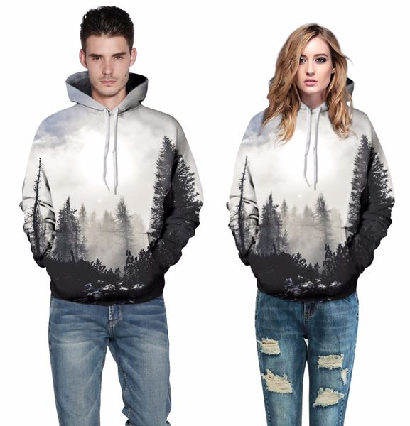 

wholesale- print new harajuku style clothes women/men forest hoodies brand galaxy space s--4xl sweatshirt pullovers crewneck 3d wgjgk, Black