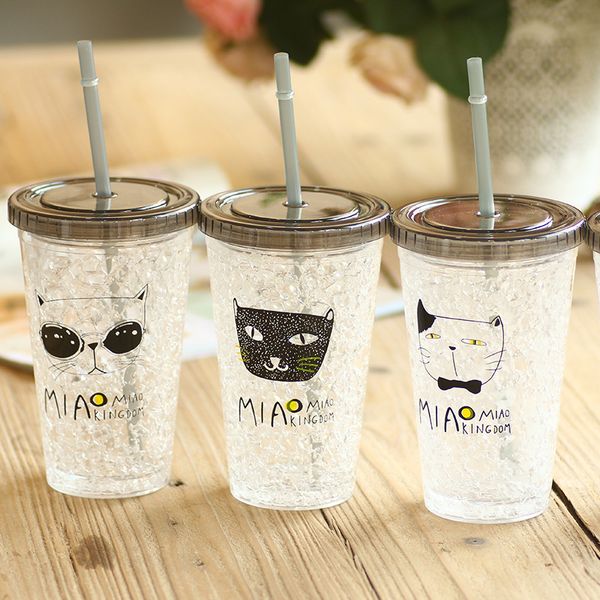 

wholesale- candy colors 450ml milk smoothie iced coffee juice water plastic drink cup bottle beaker lid with straw drinkware