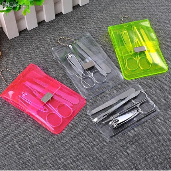 

wholesale-50 pcs stainless steel nail care set pedicure scissors tweezer knife ear pick utility nail clipper kit manicure set