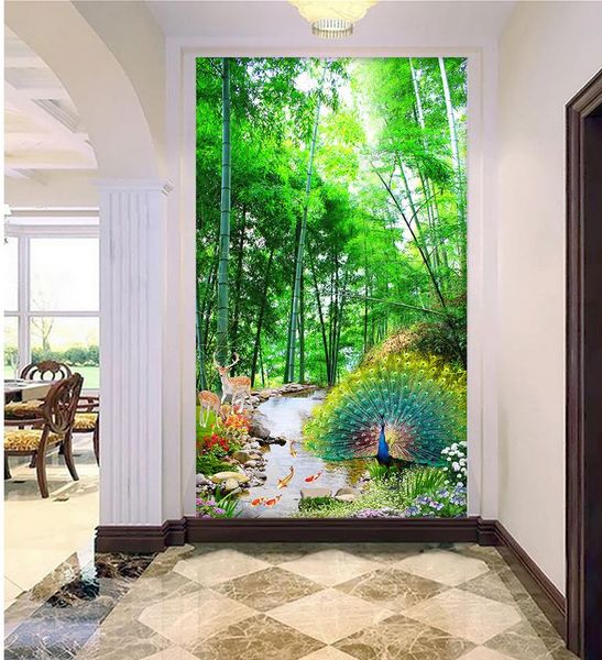 

custom any size bamboo forest landscape landscape three - dimensional 3d mystery background wall