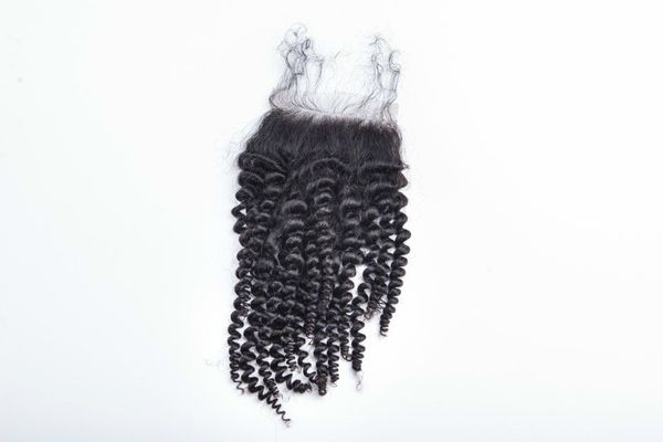 Brazilian Virgin Kinky Curly Human Hair 4 4 Lace Closure 8 20 Inch