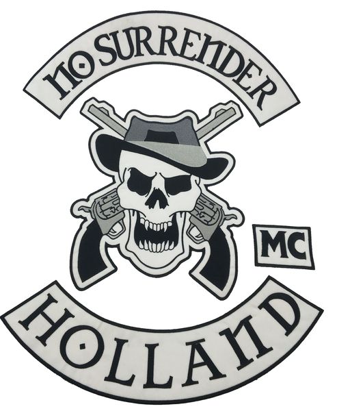 

new no surrender motorcycle embroidered iron on patch large full back size patch for jacket vest patch g0415 ing, Black