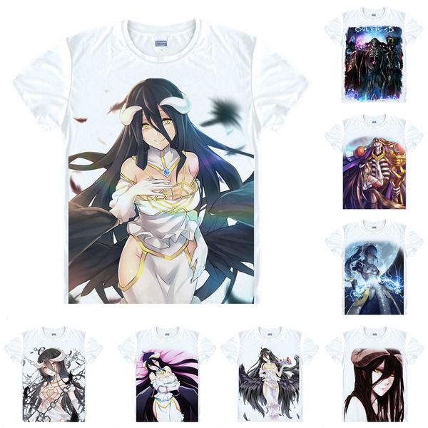 

anime shirt overlord t-shirts multi-style short sleeve momonga, ainz ooal gown albedo cosplay motivs hentai shirts, White;black