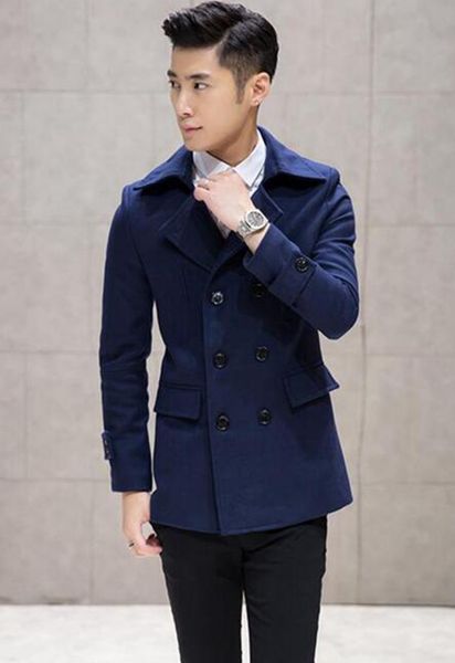 

europe and the united states the new fashion of cultivate one's morality men winter youth cloth trench coat jacket / m-2xl, Black