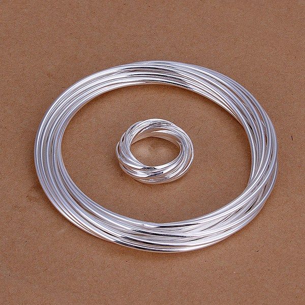 

best gift Ten laps silver plated jewelry sets for women WS304,nice 925 silver necklace bracelet earring ring set