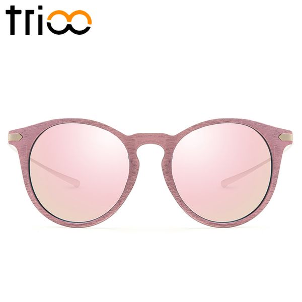 

wholesale-trioo highly recommend brushed metal sunglasses women fashion round retro lunette flat mirror copper sun glasses, White;black