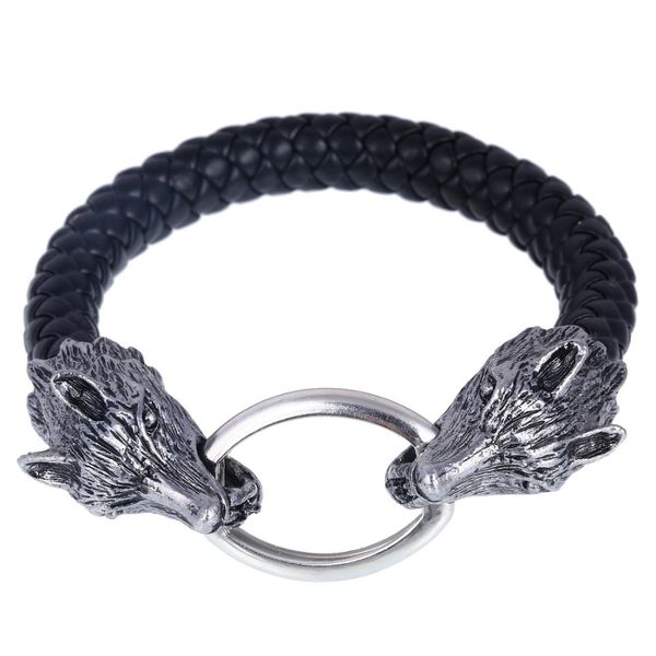 

wholesale-tibetan silver rock snake cord men bracelet bangle real leather stainless steel bracelets bilezik turkish jewelrycharm charm, Golden;silver
