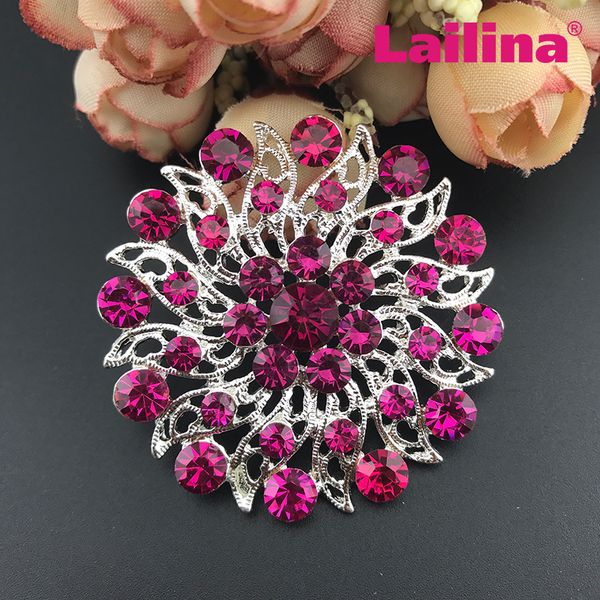 Acheter Livraison Gratuite Bling Bling Strass Broche Fleur Ronde Cristal Rose Broche Rose Broches De Mariage Strass De 1154 Du Lln10004