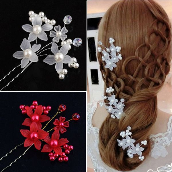 

elegant wedding bridal hair accessories pearls orchid u pins women party head pieces bridal head pieces, Silver