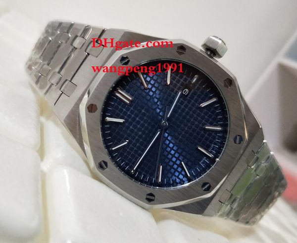 

men watch n8 factory blue dial 41mm 15400 stainless steel mechanical transparent automatic mens watch watches, Slivery;brown