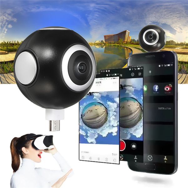 Pano Live I Mini 360 Video-Panoramakamera VR-Kamera Tragbare Taschenkamera mit Doppelobjektiv für Typ-C/Micro-USB-Android-Telefone