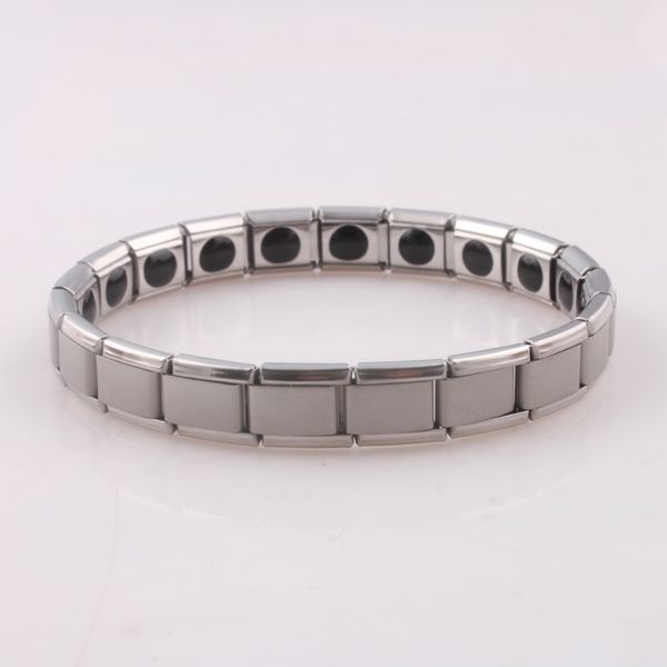 

silver stainless steel bracelet fashion men/women jewelry bracelets bangle for birthday gift titanium steel health care magnetic germanium, Black
