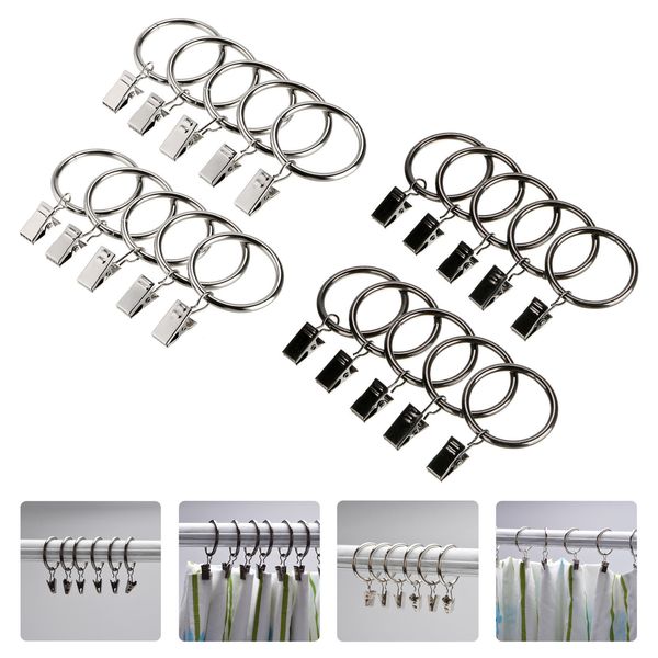 2019 New Set Of Silver Black Color Metal Curtain Pole Ring With