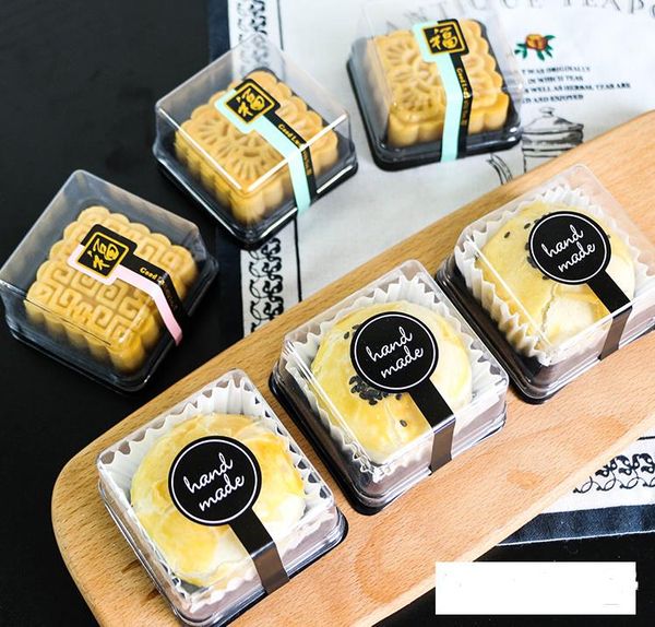 

1000pcs wholesale 50g moon cake trays moon cake packaging boxes gold plastic bottom transparent cover