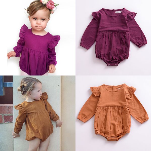

хлопок baby girl rompers мода fly рукав одежда для девочек весна осень симпатичные с длинным рукавом ползунки для девочек 17080704, Blue