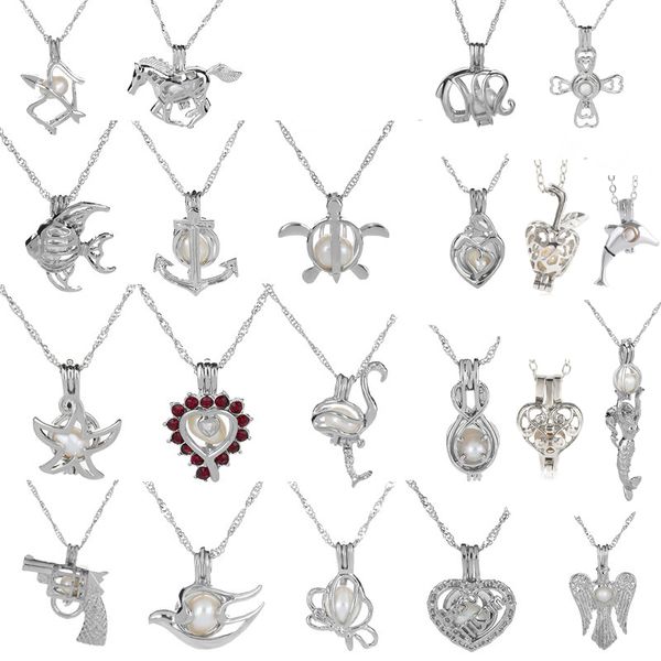 

18kgp love wish pearl/ gem beads locket cages, lovely diy charm pendant mountings wholesale 50pcs/lot (can mix different styles, Silver