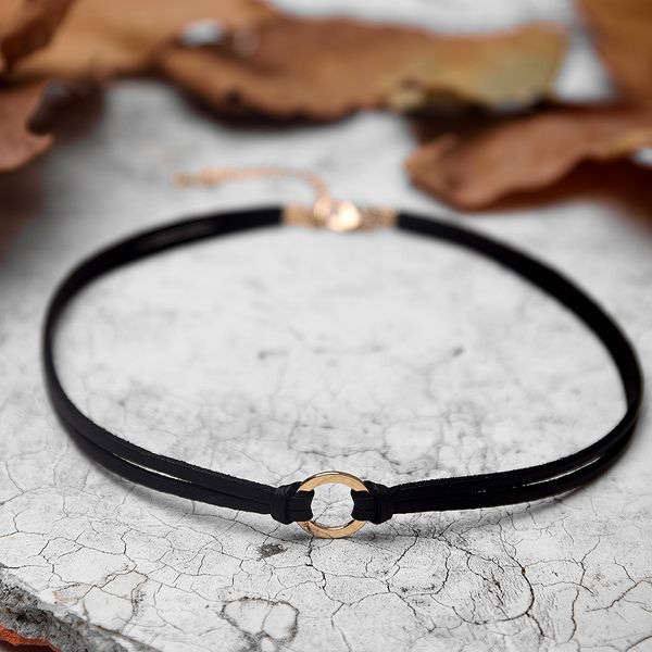 

fashion punk style leather chokers foreign trade contracted temperament alloy short circle clavicle choker necklace factory direct supply
