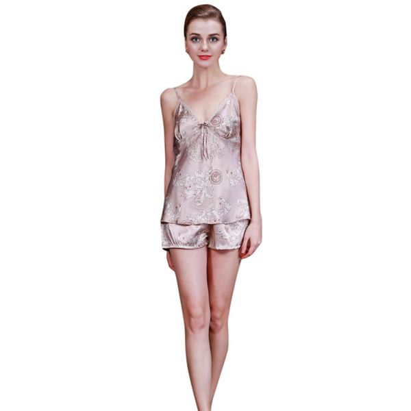 

wholesale- women's nightgown v-neck satin silk lace sleepwear pajamas sets, Black;red